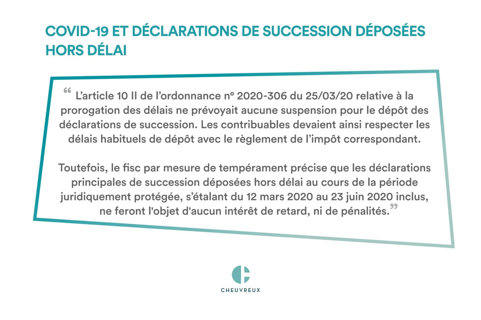 Covid-19 et déclarations de succession déposées hors délai - Cheuvreux